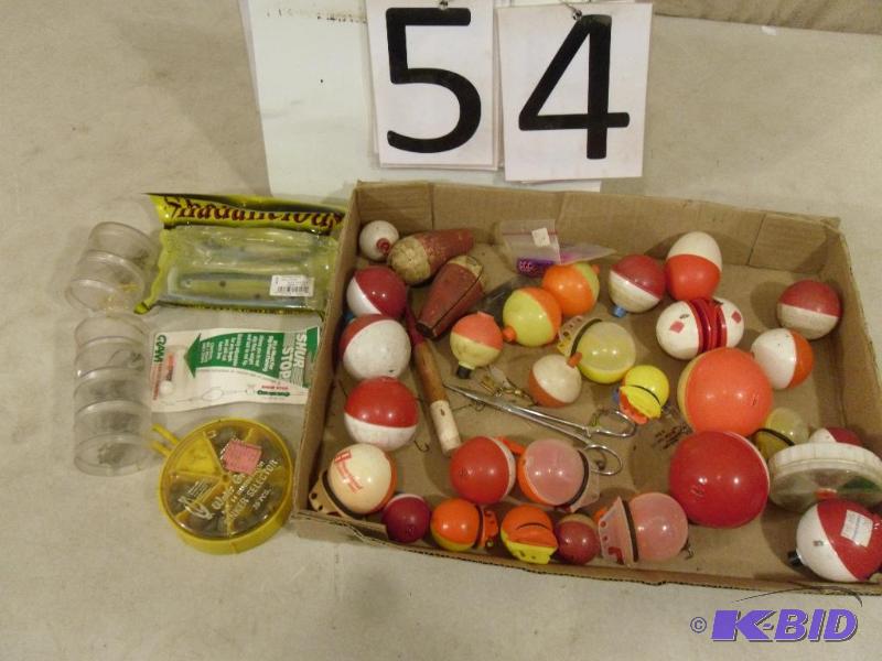 lot 54 image: Assorted Fishing Tackle and Supplies. Bobbers...