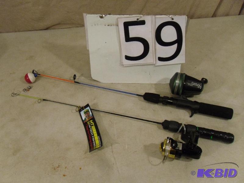 lot 59 image: 2 Ice Fishing Rods and Reels. One is a New HT...