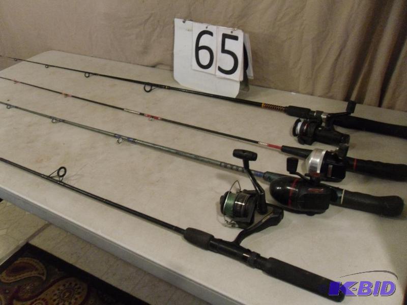 lot 65 image: Lot of 4 Fishing Rods and Reels. Johnson Rod ...