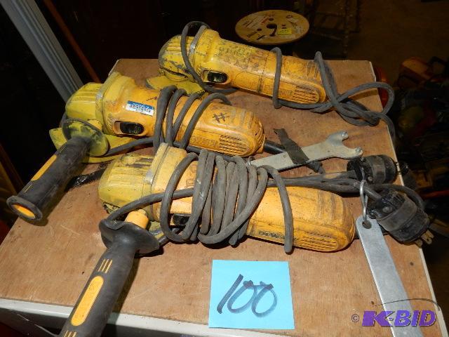 3 Dewalt 4 12 in Grinders.