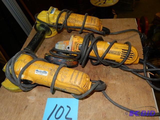 3 Dewalt 4 12 in Grinders.