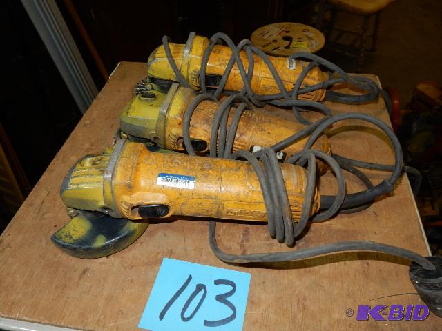 3 Dewalt 4 12 in Grinders.