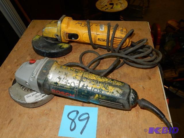 2, 4 12 in Angle Grinders, Dewalt and Bosch