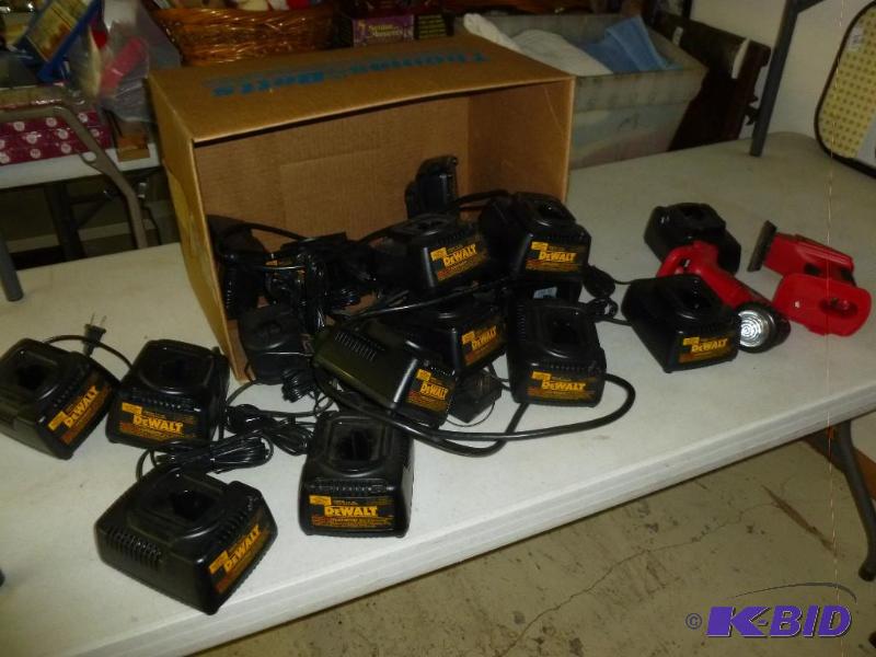 18 Volt Detail Sander and Flashlight --- bunches of 18 Volt DeWalt Chargers