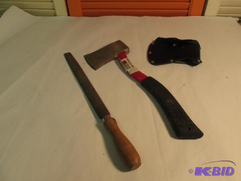 A Hatchet and a Vintage Rasp - check out the Stamp on the Rasp