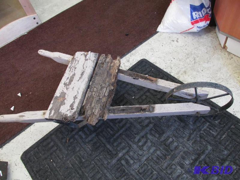 Vintage Home-Made Wheel Barrow - check out the wheel