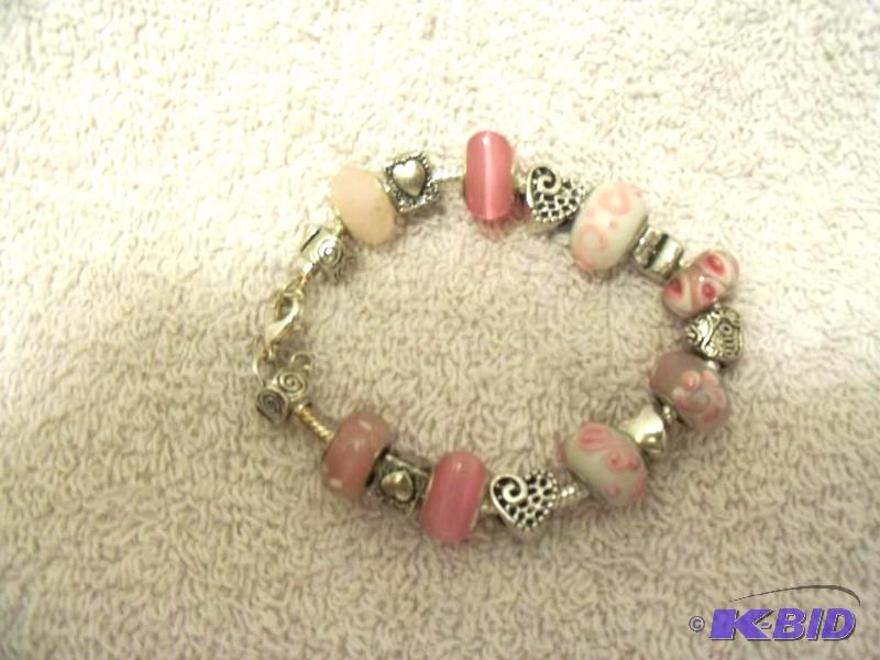 Pandora Style Bracelet- Pink Hearts