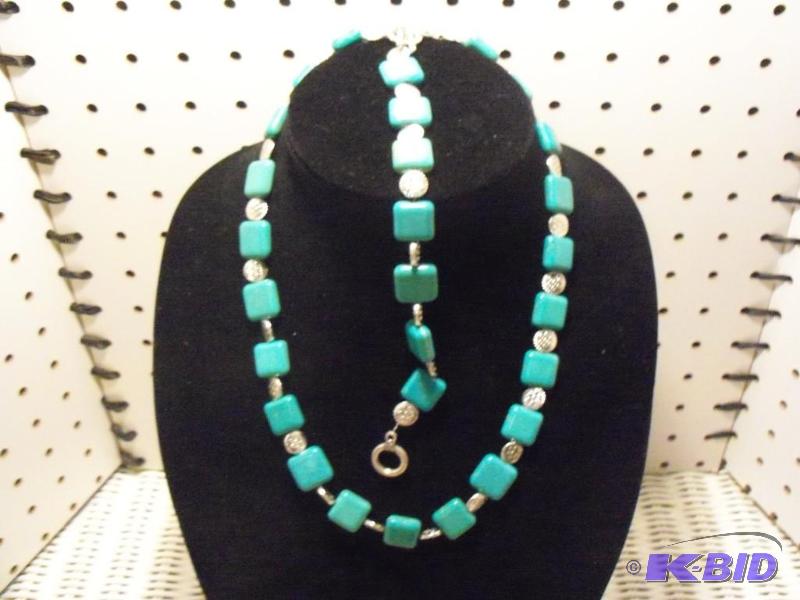 Necklace and Bracelet Set-- Turquoise