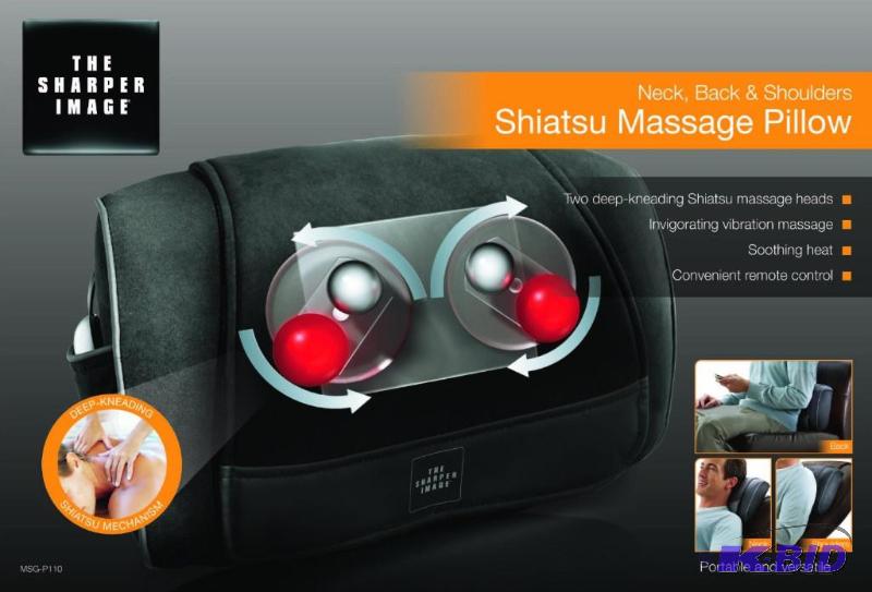 lot 101 image: The Sharper Image MSG-P110 Neck, Back and Shoulders Shiatsu Massager Pillow, Black