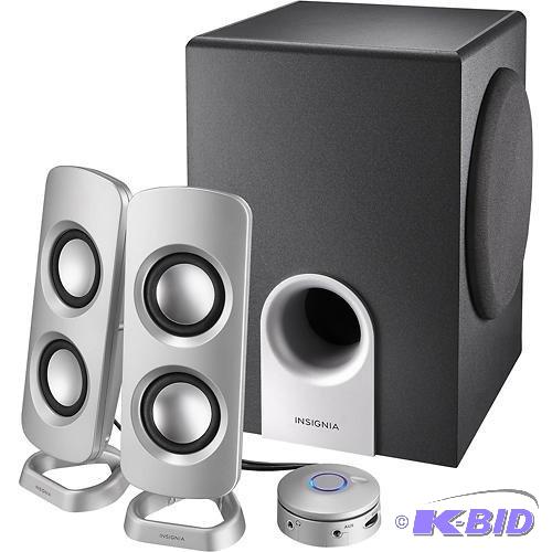 lot 113 image: Insignia Speakers with Subwoofer 3-Piece