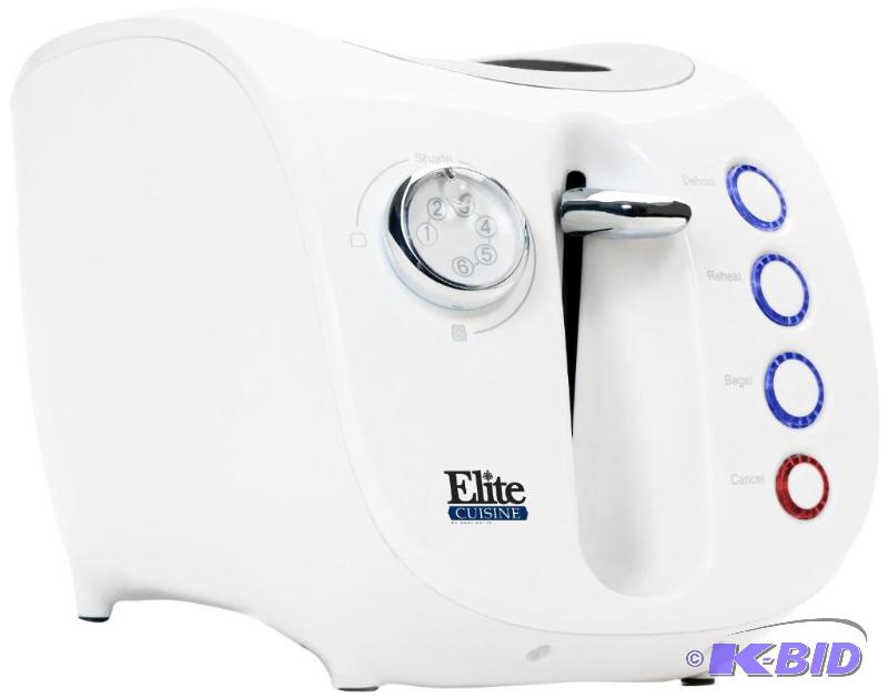 lot 133 image: Elite Cuisine ECT-231W MaxiMatic 2-Slice Cool Touch Toaster with Illuminated Buttons