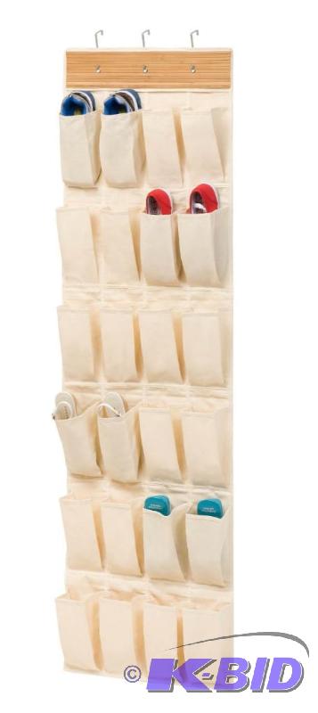 lot 229 image: Honey-Can-Do 24 Pocket OTD Bamboo Rayon Shoe Organizer-0, Natural canvas-1.5 pounds