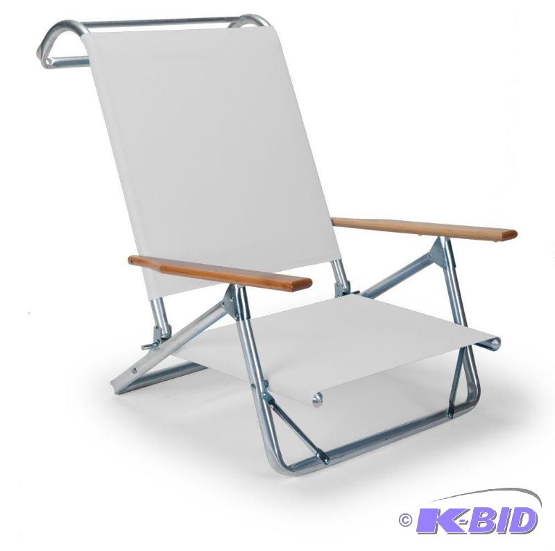 lot 270 image: Telescope Casual Original Mini-Sun Chaise Folding Beach Arm Chair, White