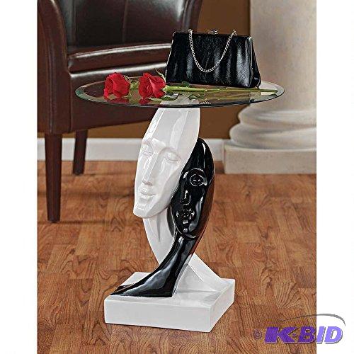 lot 271 image: Design Toscano KY4066 Lovers in Black and White Sculptural End Table