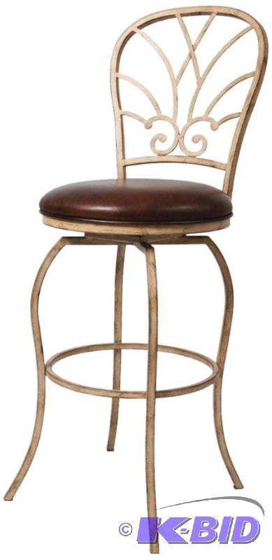 lot 273 image: Pastel Furniture VLVilla Nova Swivel Barstool, 30-Inch, Nebula and Bonded Spice Leather