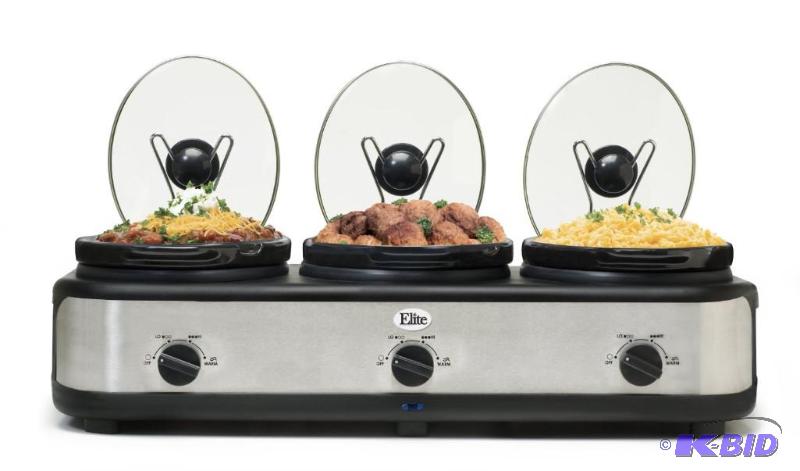 lot 3 image: MaxiMatic EWMST-325 Elite Platinum Triple Slow Cooker Buffet
