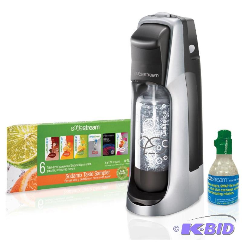 lot 55 image: SodaStream Fountain Jet Home Soda Maker Starter Kit, Black and Silver