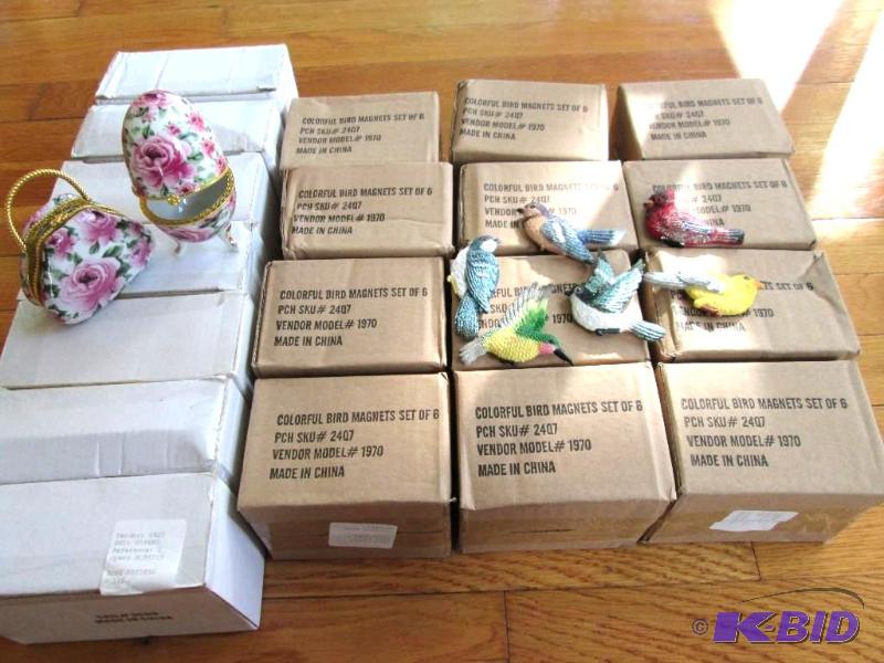 lot 107 image: 12 boxes of colorful bird magnet sets, and 7 ...