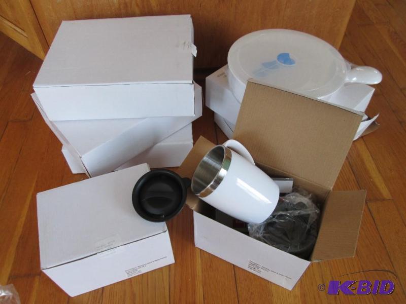 lot 121 image: 4 coffee cups with plastic lid and stainless ...