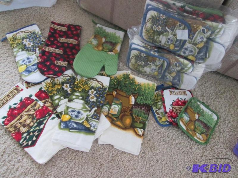 lot 3 image: 3 sets of 12 pc kitchen towel and potholder s...
