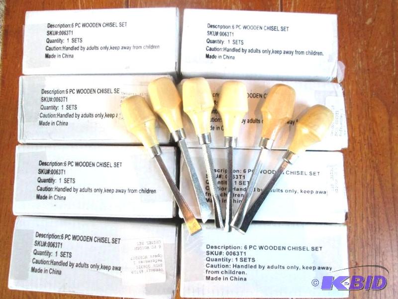 lot 70 image: Lot of 8 Set of 6 wood chisel hand tools...