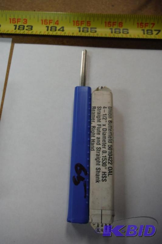 Union Butterfield 5010422 OAL 4-12 x Diameter 0.1530 HSS Straight Flute and Straight Shank Reamer, Right Hand