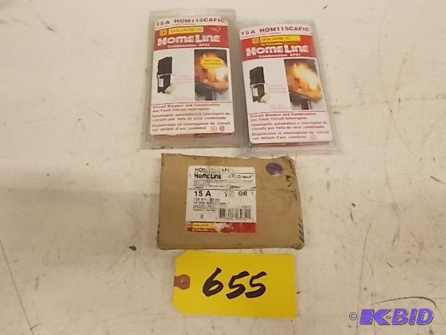 (3) Square D Homeline 15 Amp Combo AFCI Break...