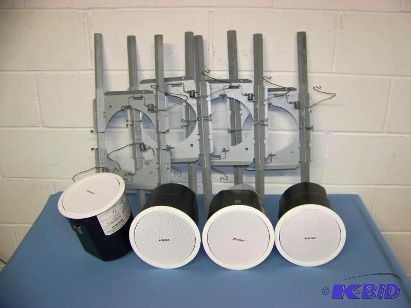 lot 35 image: (4) Bose, In-Ceiling  Flushmount Speakers  Loudspeaker and Ceiling Tile Brackets