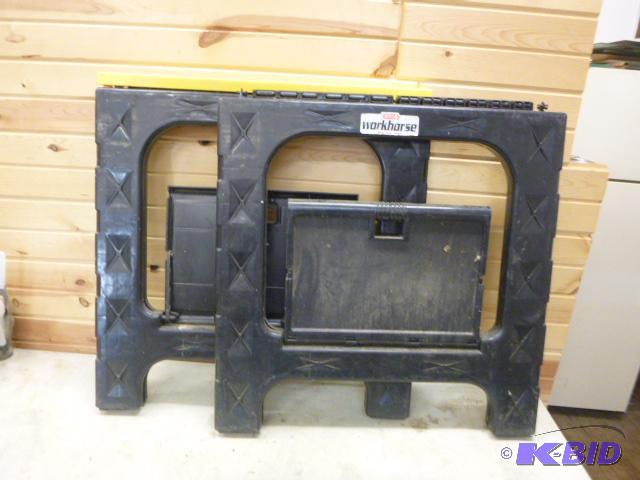 lot 107 image: Two Plastic Folding Workhorse Saw Horses One ...
