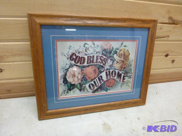 lot 142 image: God Bless Our Home Print 16" X 20" ...