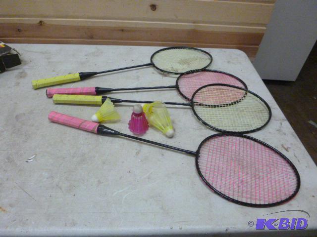 lot 155 image: Badminton Set Comes with four rackets and 4 b...