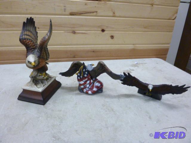 lot 177 image: Three Eagle Figurines...