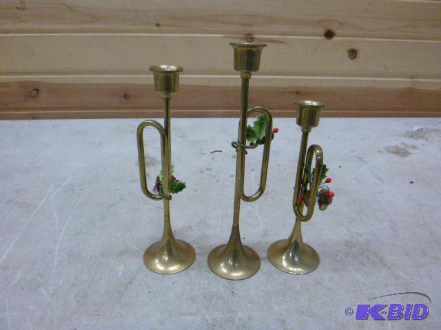 lot 183 image: Three Brass Candle Holders...
