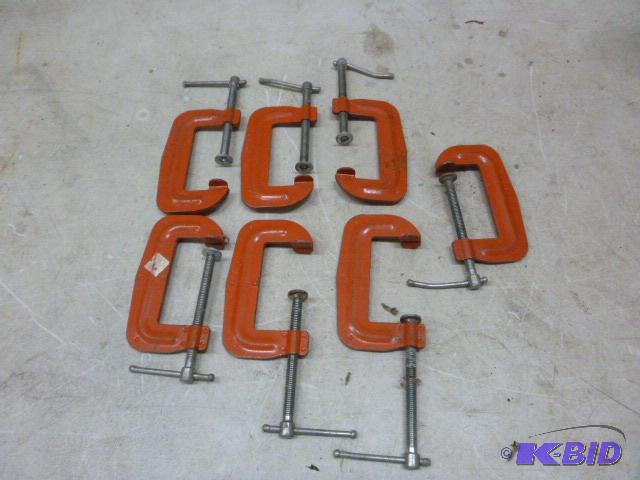 lot 188 image: Seven Stanley 3" C Clamps...