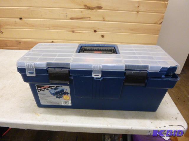 lot 199 image: Plastic Toolbox With miscellaneous hardware a...