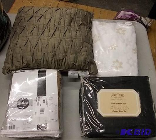 2 Queen Sheet Sets, Drape Set, Throw Pillow...