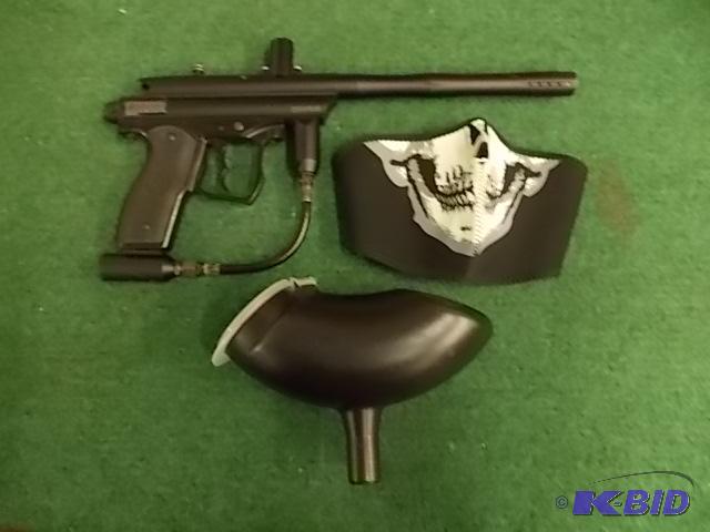 Spyder Paintball Gun, Hopper, and Skeleton Ma...