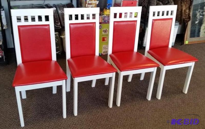 McLeland Design Stockholm White with Red Cushion Dining Chairs.  New out of Box Assembled.