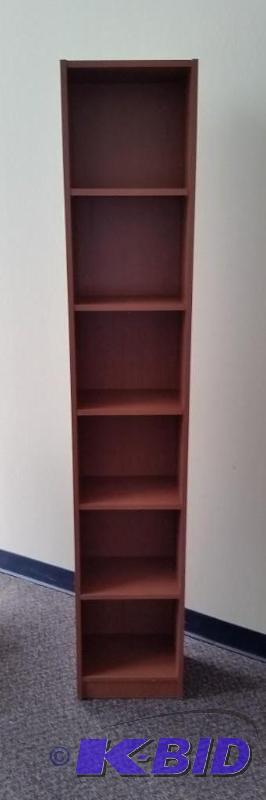 Alcove Skinny Shelf Bookcase Tower.  Cherry Stain.  New out of Box.  Assembled.