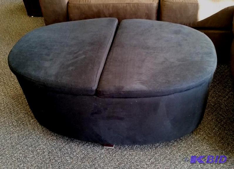 Black Micro-fiber Suede Oval Ottoman with dual Storage.  New out of Box.  Assembled.