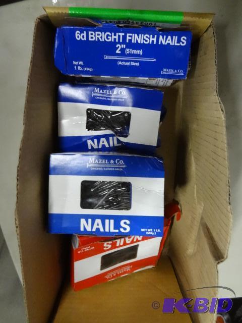 New 5 piece lot of boxes of nails. Qty 4 boxe...