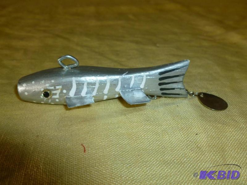 lot 103 image: Custom made hand painted wooden spearing deco...
