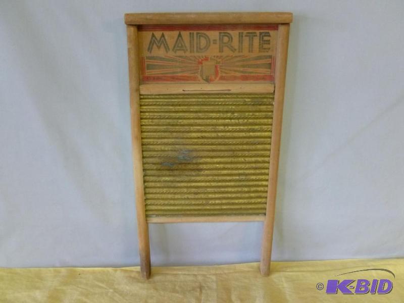 lot 118 image: Large Maid Rite brass wash board, nice piece....