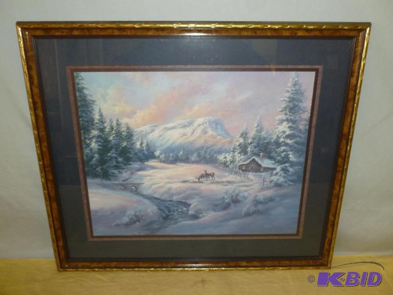 lot 133 image: Lee Parkinson mountain themed wood framed and...