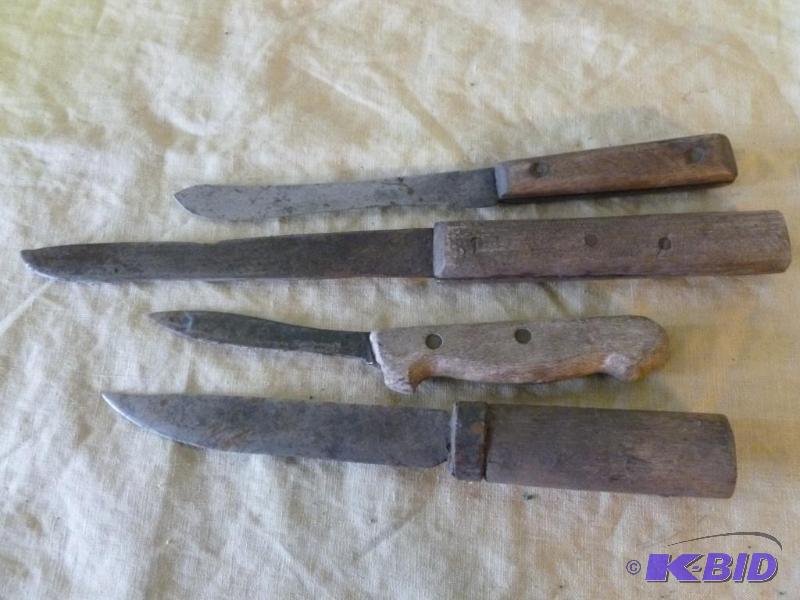 lot 168 image: Lot of four large vintage wood handled knives...