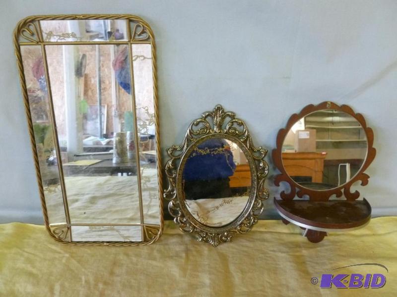 lot 184 image: Lot of two metal framed wall mirrors and a Sc...