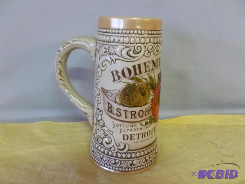 lot 201 image: Large Collectible Stroh Brewing Co. beer stei...