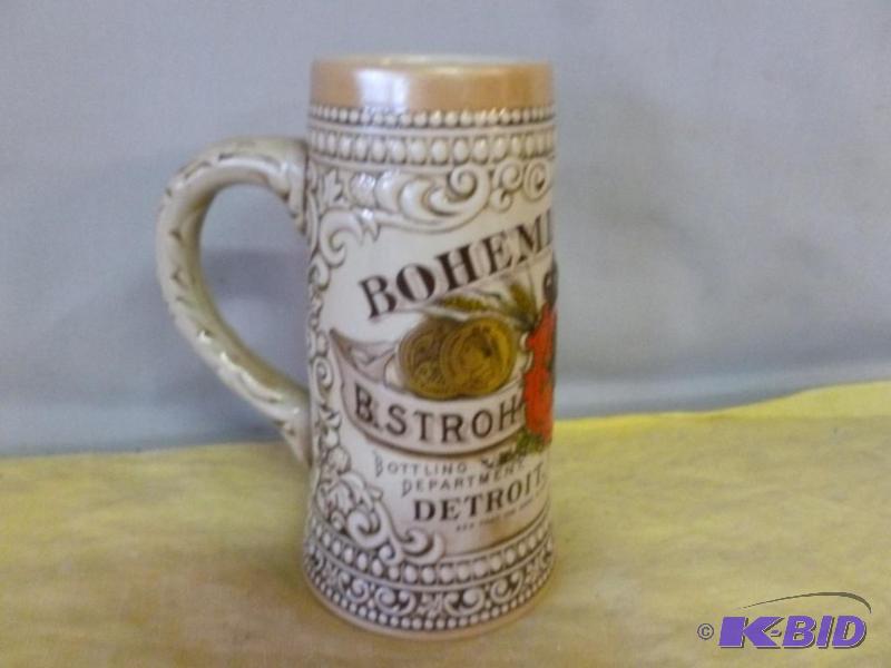 lot 202 image: Large Collectible Stroh Brewing Co. beer stei...