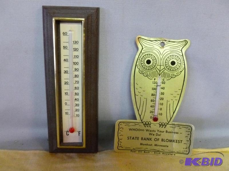 lot 204 image: Lot of two wall thermometers that includes a ...