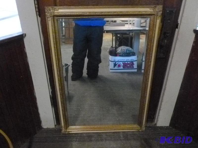 lot 217 image: Beautiful large wood framed and beveled edge ...